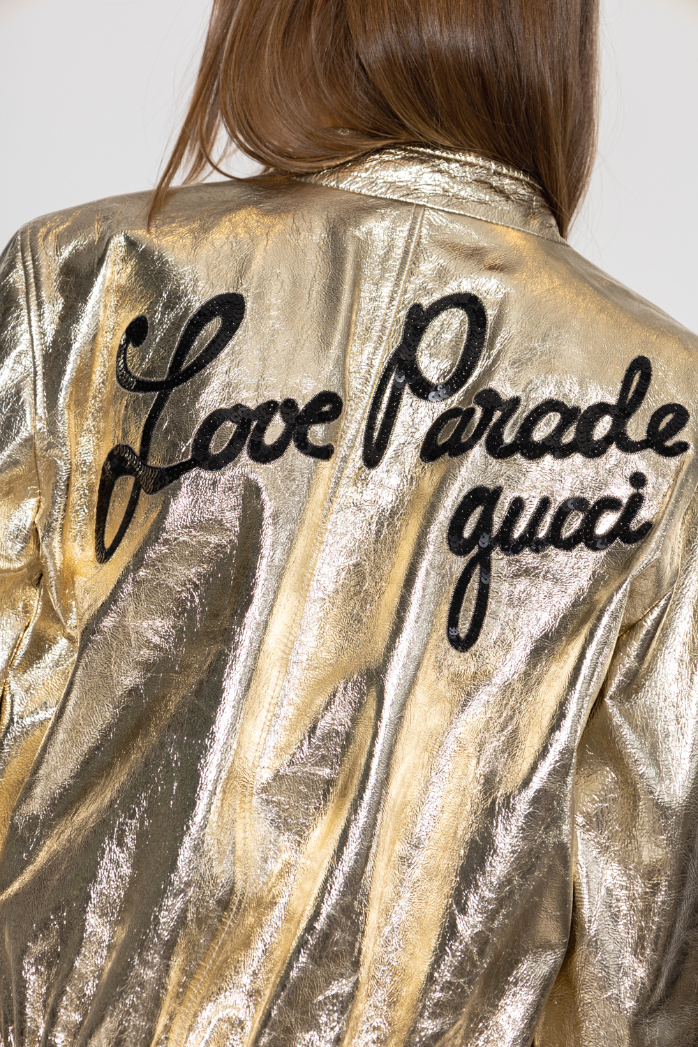 Gucci gold bomber on sale jacket